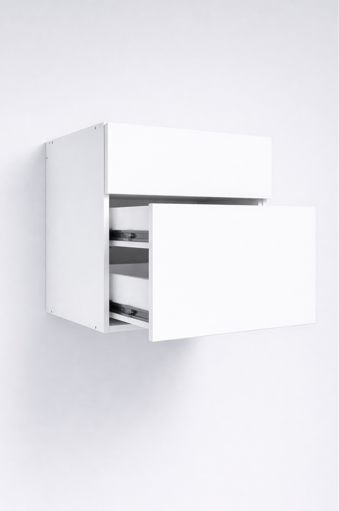 Vanity de gavetas aéreo