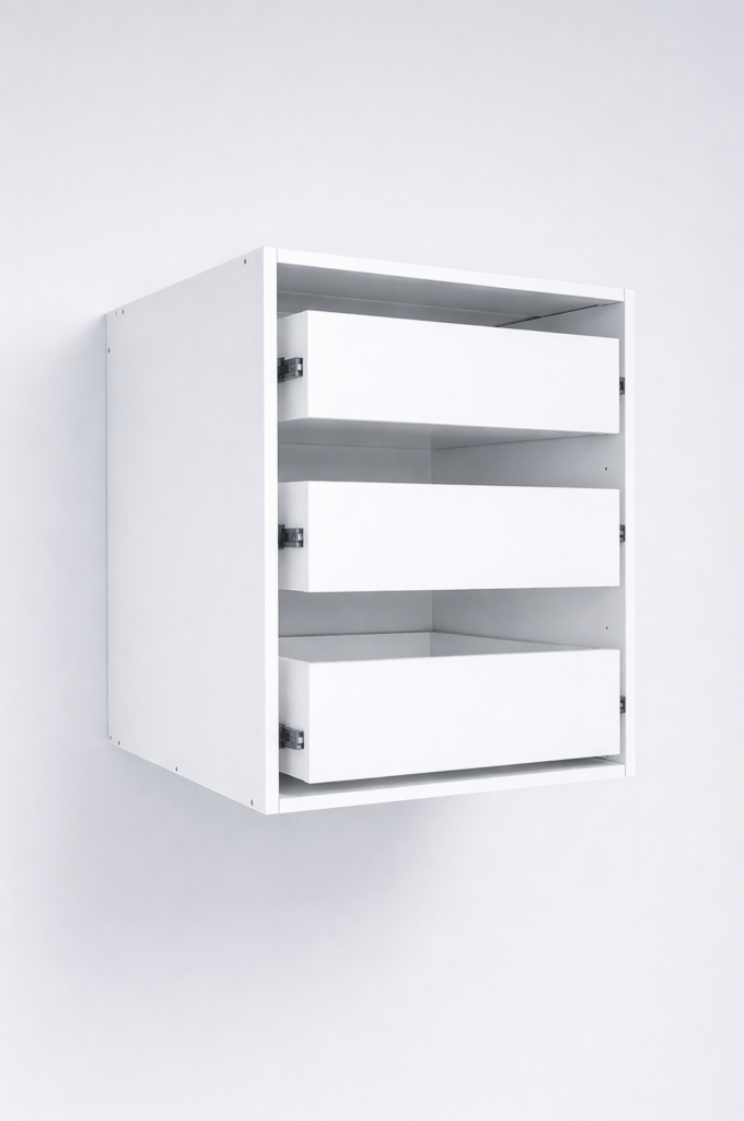 Vanity de gavetas aéreo sin frentes